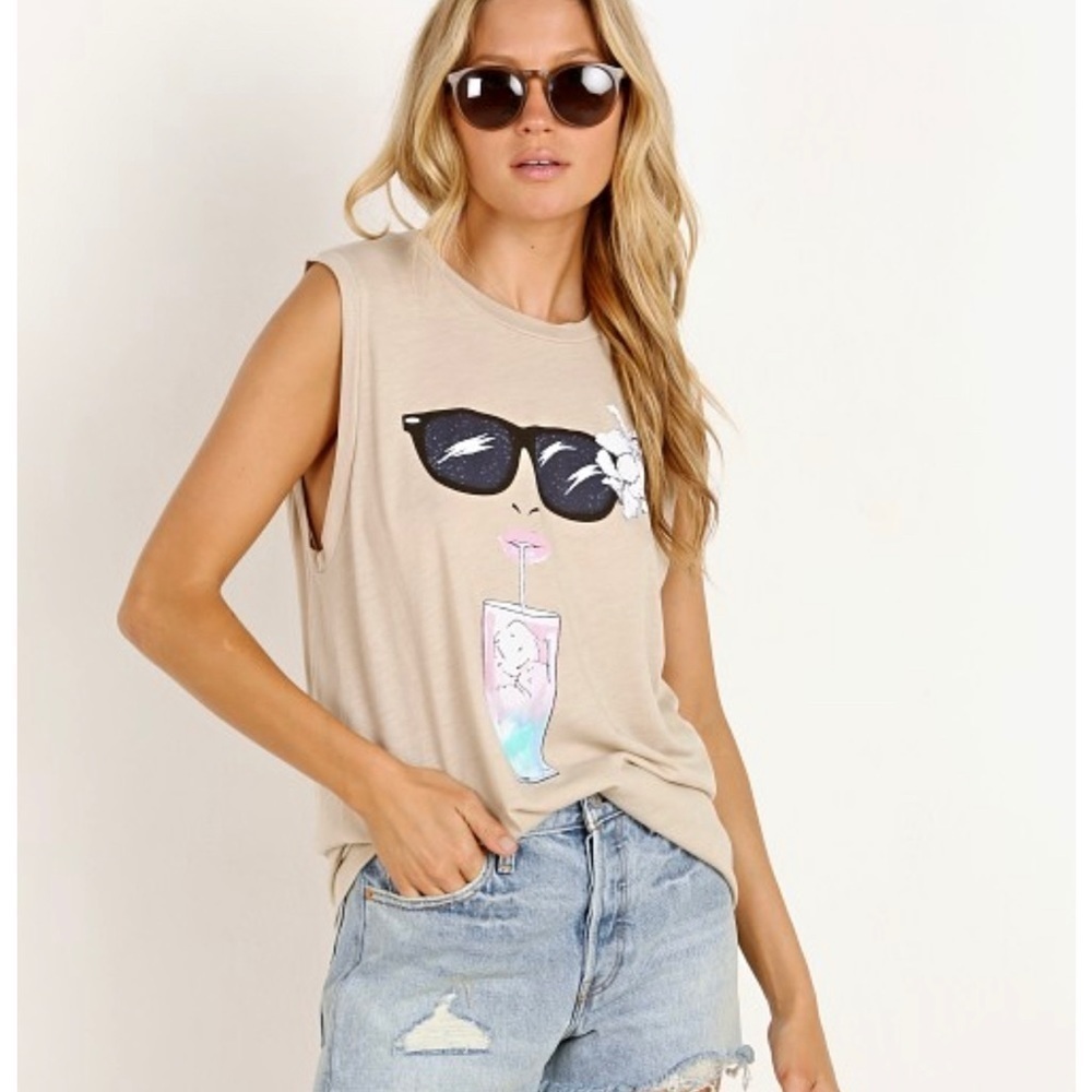 Wildfox Happy Hour🧋 vintage muscle tank - Picture 2 of 8